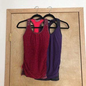 (2) ATHLETA ROYAL PIGEON YOGA TOPS XS
